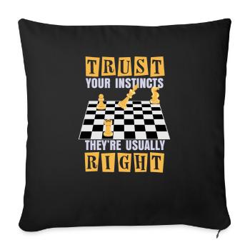 Faites confiance à votre instinct | Joueur d'échec - Housse de coussin décorative 45 x 45 cm - noir - Devant