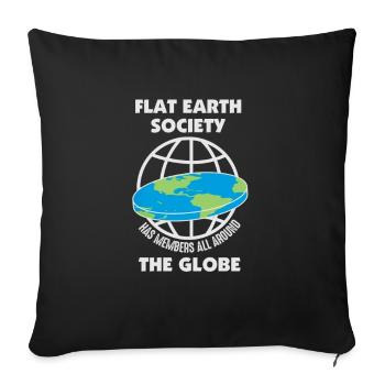 Société de la Terre plate - Théorie de la Terre plate - Housse de coussin décorative 45 x 45 cm - noir - Devant