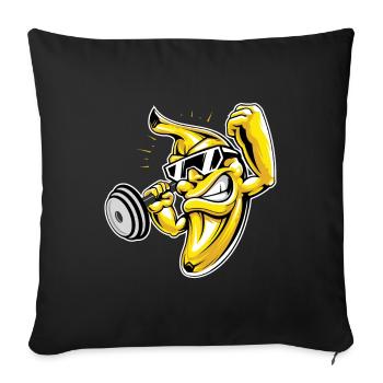 Banane forte avec un design d'haltères - Housse de coussin décorative 45 x 45 cm - noir - Devant