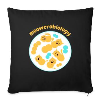 Meowcrobiology Microbiologie Chat - Housse de coussin décorative 45 x 45 cm - noir - Devant