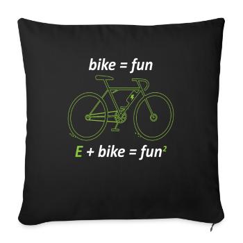 Vélo = Fun E + Bike = Fun² Vélo électrique - Housse de coussin décorative 45 x 45 cm - noir - Devant