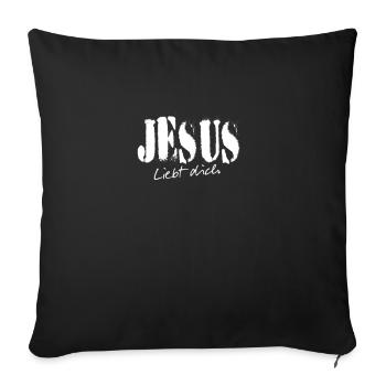 Jesus liebt Dich / Gott liebt dich - Sofakissenbezug 45 x 45 cm - Schwarz - Vorne