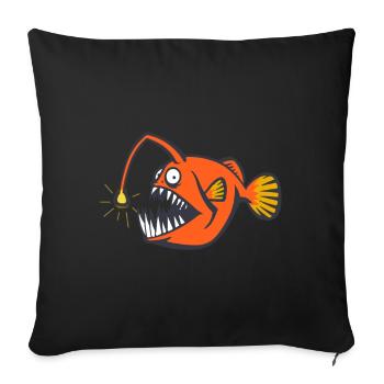 Deep sea frogfish. Scary fish - Sofa pillowcase 17,3'' x 17,3'' (45 x 45 cm) - black - Front