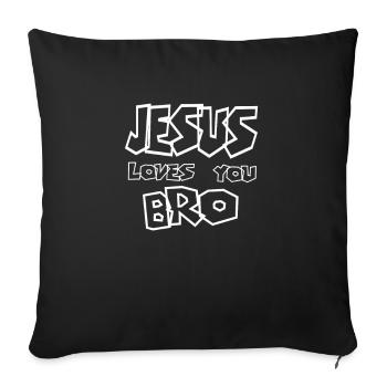 Jésus vous aime Bro Christianity Sayings Bible - Housse de coussin décorative 45 x 45 cm - noir - Devant