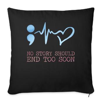 No story should end like this consciousness - Sofa pillowcase 17,3'' x 17,3'' (45 x 45 cm) - black - Front