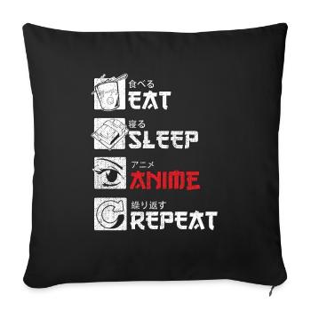 Eat Sleep Anime Repeat Gift - Housse de coussin décorative 45 x 45 cm - noir - Devant