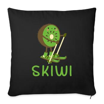 Skiwi Skifahrer Skifahren Kiwi Frucht Wintersport - Sofakissenbezug 45 x 45 cm - Schwarz - Vorne