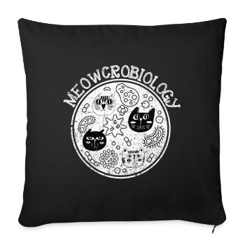 Chat de science microbiologie Meowcrobiologie - Housse de coussin décorative 45 x 45 cm - noir - Devant