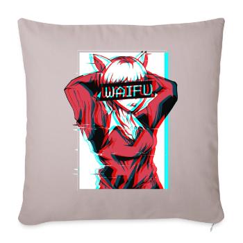 Waifu Neko Anime Cat Girl Vaporwave Cadeau - Housse de coussin décorative 45 x 45 cm - taupe clair - Devant