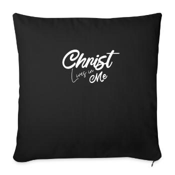 Christ vit en moi Christ Jésus Christian - Housse de coussin décorative 45 x 45 cm - noir - Devant