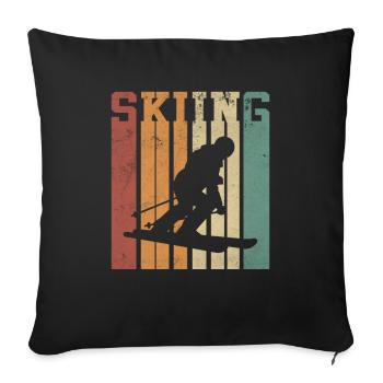 Skiing Ski Fahren Skifahrer Skisport Skipiste - Sofakissenbezug 45 x 45 cm - Schwarz - Vorne