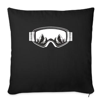 Lunettes de ski montagnes Alpes sports d'hiver amateurs de sports d'hiver - Housse de coussin décorative 45 x 45 cm - noir - Devant