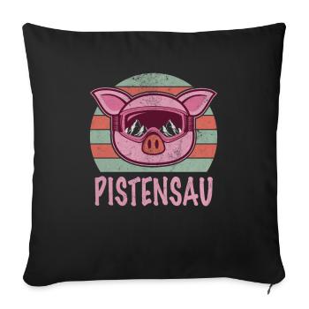 Pistensau Sau Schwein Skifahrer Snowboarder Apres - Sofakissenbezug 45 x 45 cm - Schwarz - Vorne