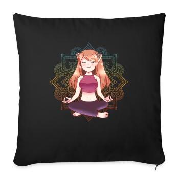 Méditation Mandala Yoga Namaste Yoga Girl Gift - Housse de coussin décorative 45 x 45 cm - noir - Devant