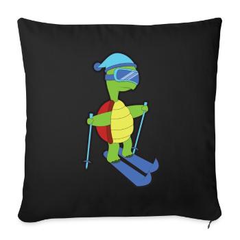 Ski Animal Tortue - Housse de coussin décorative 45 x 45 cm - noir - Devant