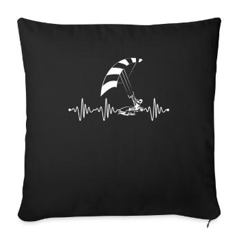 Kiter kitesurfer heartbeat kiteboarding kiting - Sofa pillowcase 17,3'' x 17,3'' (45 x 45 cm) - black - Front