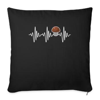 Champignons cueilleur de champignons battement de coeur champignon ami coeur - Housse de coussin décorative 45 x 45 cm - noir - Devant