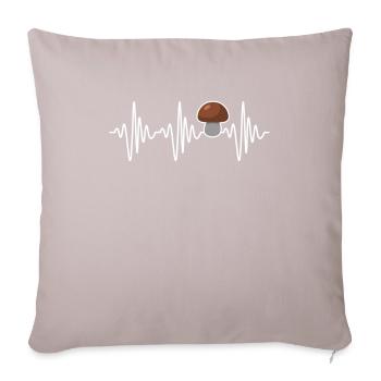 Mushrooms mushroom picker heartbeat mushroom friend heart line - Sofa pillowcase 17,3'' x 17,3'' (45 x 45 cm) - light taupe - Front