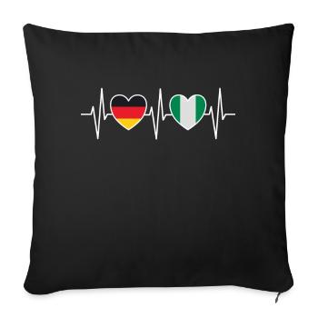 Heartbeat Germany and Nigeria w 1142 - Sofa pillowcase 17,3'' x 17,3'' (45 x 45 cm) - black - Front