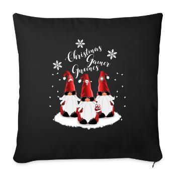 Gamer Wichtel Gnome pari de Noël - Housse de coussin décorative 45 x 45 cm - noir - Devant