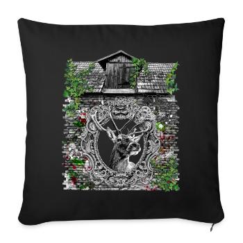 Stadl / deer design / antlers / hunter / costume / - Sofa pillowcase 17,3'' x 17,3'' (45 x 45 cm) - black - Front