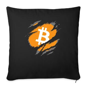 Bitcoin BTC and Crypto Design - Sofa pillowcase 17,3'' x 17,3'' (45 x 45 cm) - black - Front