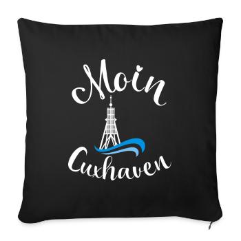 Moin Cuxhaven mit Anker für Strandurlaub an Küste - Sofakissenbezug 45 x 45 cm - Schwarz - Vorne
