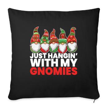 Juste accroché avec mes gnomies Gnomes - Housse de coussin décorative 45 x 45 cm - noir - Devant