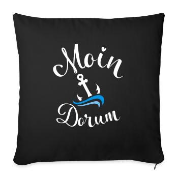 Moin Dorum Anker Strandurlaub Wurster Nordseeküste - Sofakissenbezug 45 x 45 cm - Schwarz - Vorne