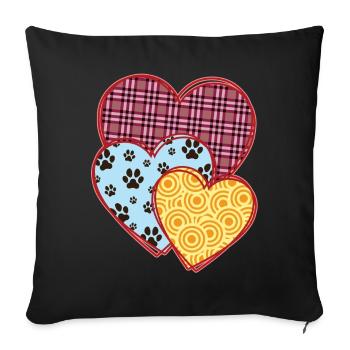 Hearts, Valentine's Day Gift, Paws, Dog Cat Lovers - Sofa pillowcase 17,3'' x 17,3'' (45 x 45 cm) - black - Front