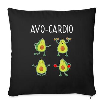 Avocardio Avocat Végétarien Fitness Sportif - Housse de coussin décorative 45 x 45 cm - noir - Devant