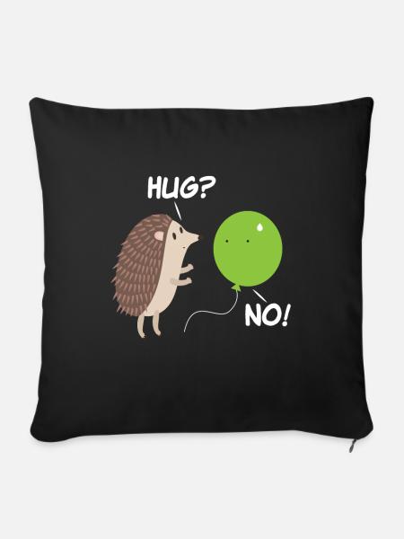 Igel Ballon Süß Niedlich Herbst - Sofakissenbezug 45 x 45 cm - Schwarz