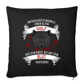 Unterschätze niemals einen Wolf - Germanen - Sofakissenbezug 45 x 45 cm - Schwarz - Vorne