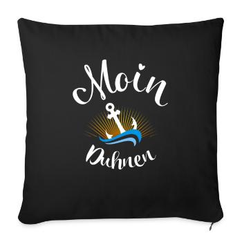 Moin Duhnen mit Anker Strandurlaub an Küste - Sofakissenbezug 45 x 45 cm - Schwarz - Vorne