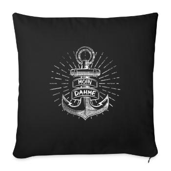 Moin Dahme mit Anker für Strandurlaub - Sofakissenbezug 45 x 45 cm - Schwarz - Vorne
