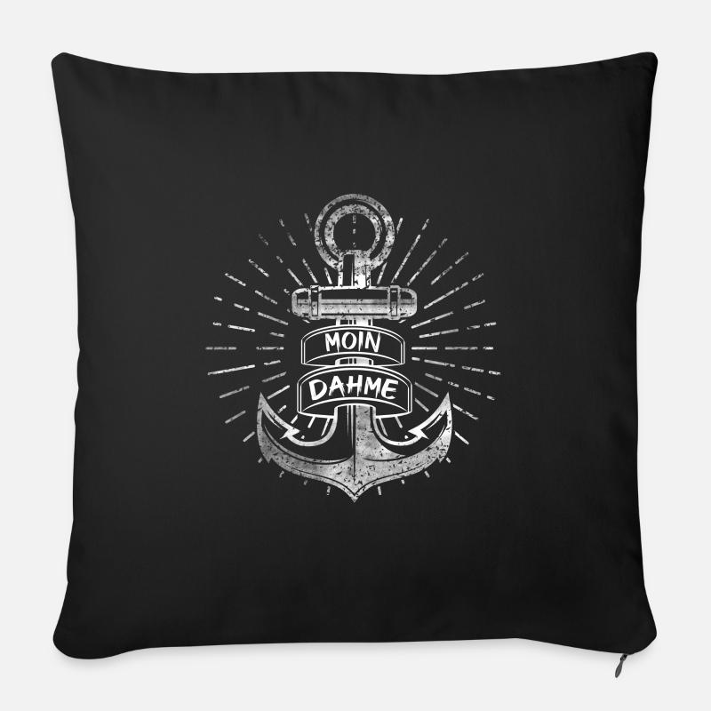 Moin Dahme mit Anker für Strandurlaub - Sofakissenbezug 45 x 45 cm - Schwarz