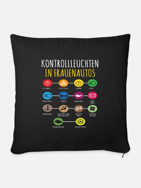 Kontrollleuchten in Frauenautos Auto Fun - Sofakissenbezug 45 x 45 cm - Schwarz
