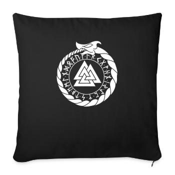 Ouroboros with Valknut and Futhark - Germanic - Sofa pillowcase 17,3'' x 17,3'' (45 x 45 cm) - black - Front
