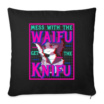 Yandere Anime Girl Waifu Vaporwave Aesthetic Gift - Sofa pillowcase 17,3'' x 17,3'' (45 x 45 cm) - black - Front