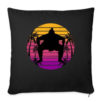 Sumo Wrestler Wrestler Retro Sunset Gift - Sofa pillowcase 17,3'' x 17,3'' (45 x 45 cm) - black - Front