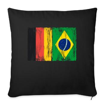 Germany and Brasil Flags - Sofa pillowcase 17,3'' x 17,3'' (45 x 45 cm) - black - Front