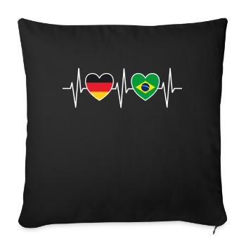 Heartbeat Germany and Brasil - Sofa pillowcase 17,3'' x 17,3'' (45 x 45 cm) - black - Front