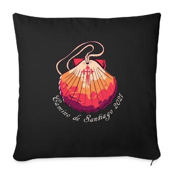 Camino de Santiago 2021 Chemin de Saint-Jacques Pèlerin - Housse de coussin décorative 45 x 45 cm - noir - Devant