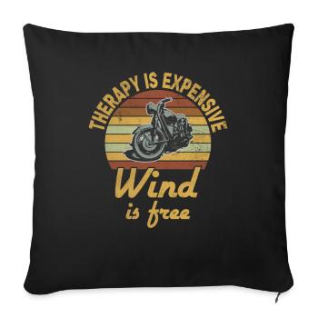 Moto Biker Therapy Is Expensive Wind Is Free - Housse de coussin décorative 45 x 45 cm - noir - Devant