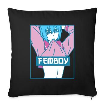 Femboy Aesthetic Pastel Yaoi Anime Boy cadeau - Housse de coussin décorative 45 x 45 cm - noir - Devant