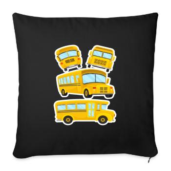 School Bus Kids Boys Girls - Sofa pillowcase 17,3'' x 17,3'' (45 x 45 cm) - black - Front