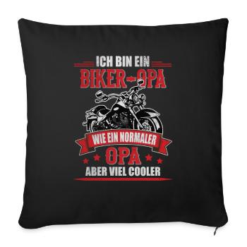 Biker Opa Normaler Großvater Cooler Motorrad Biken - Sofakissenbezug 45 x 45 cm - Schwarz - Vorne
