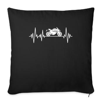 Motorcyclist Heartbeat Biker Heart Line Pulse - Sofa pillowcase 17,3'' x 17,3'' (45 x 45 cm) - black - Front