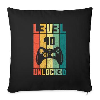 Level 40 Unlocked Gambler 40 Birthday Gift - Sofa pillowcase 17,3'' x 17,3'' (45 x 45 cm) - black - Front