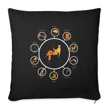 Caving Equipment Cave Caving - Sofa pillowcase 17,3'' x 17,3'' (45 x 45 cm) - black - Front